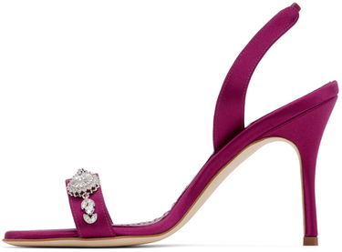 Starostlivosť o obuv Manolo Blahnik Manolo Blahnik Lamisan Satin Heeled Sandals Fialová | 324-2954, 2