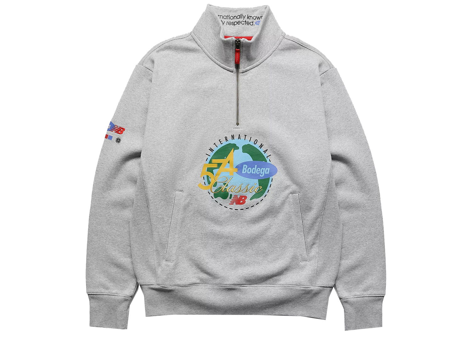 Mikina New Balance x Bodega Quarter Zip Sweatshirt Šedá | MT13540AG, 0