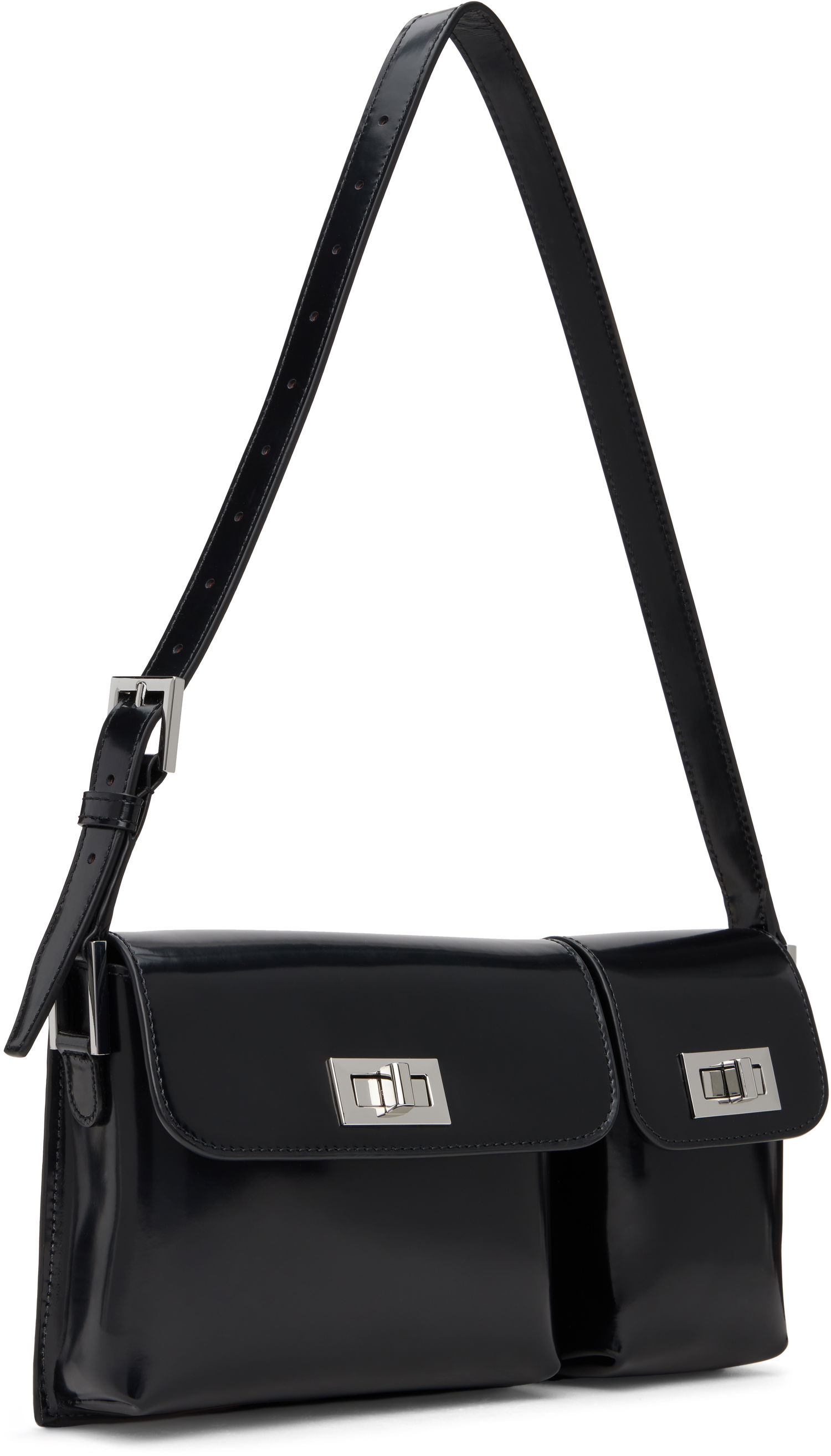 Taška cez rameno BY FAR Semi Patent Leather Shoulder Bag Čierna | 20SSBLYSBLWMED, 1