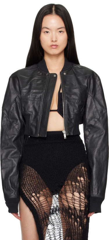 Bomber bunda Rick Owens Rick Owens Hollywood Girdered Cropped Leather Bomber Jacket Čierna | RP01E7713 LTP, 0