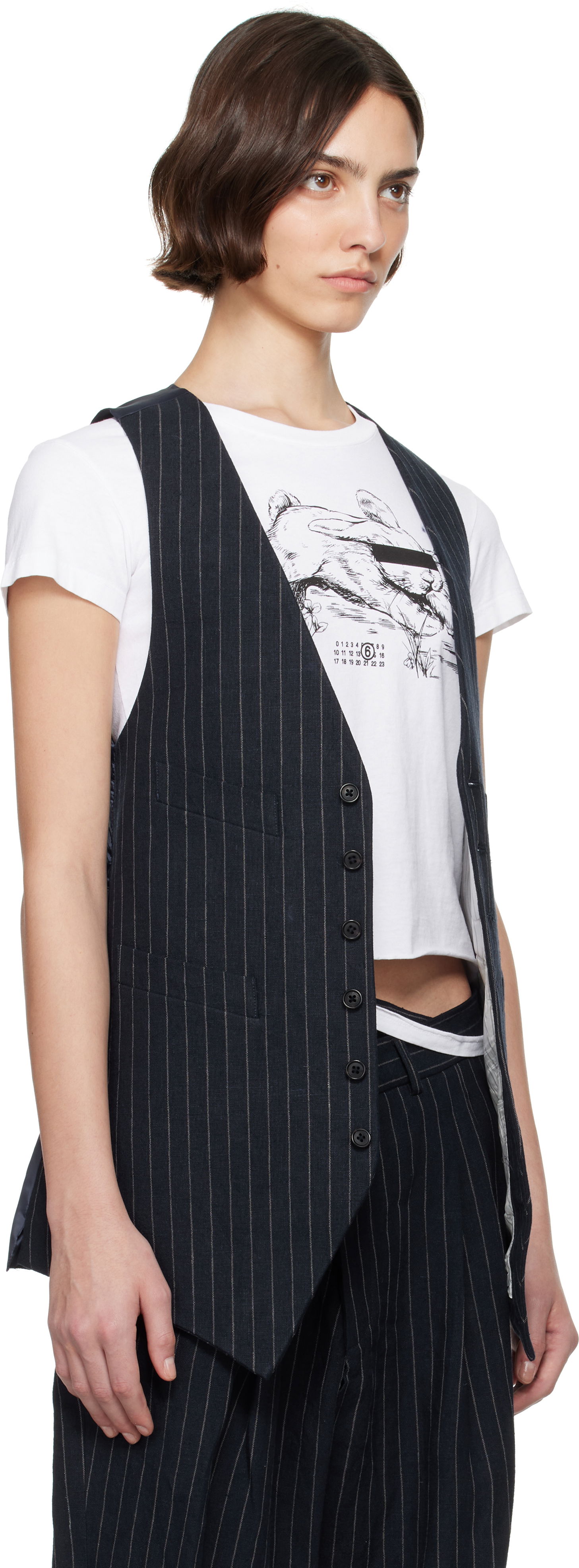 Vesta R13 R13 Pinstripe Elongated Vest Navy | R13WR400-R513A, 1