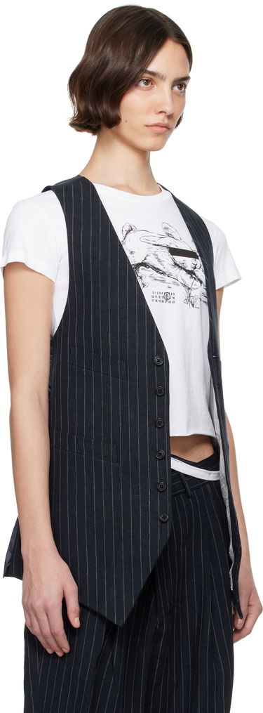 Vesta R13 R13 Pinstripe Elongated Vest Navy | R13WR400-R513A, 1