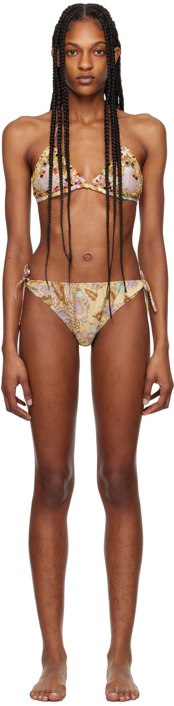 Plavky Anna Sui Beaded Triangle Bikini Set Béžová | 324A60, 0