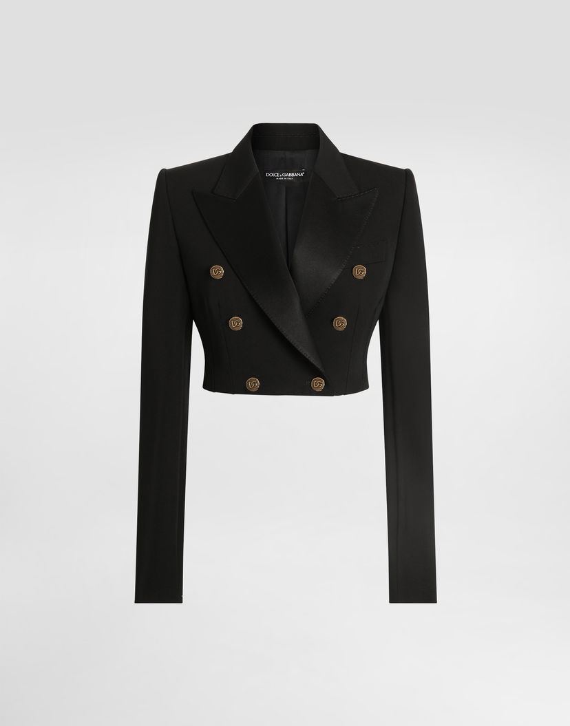 Bunda Dolce & Gabbana Dolce & Gabbana Double-breasted Wool Gabardine Jacket Čierna | F299YTFU2OWN0000