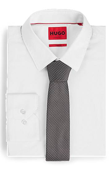Opasok BOSS Tie with Jacquard Micro Dots Šedá | 50520645, 1