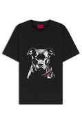 Cotton-jersey T-shirt with dog artwork