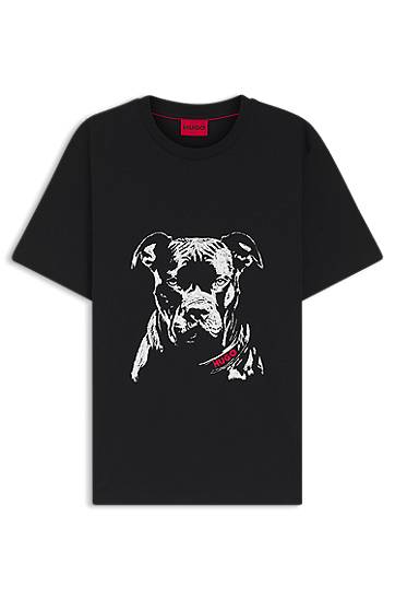 Tričko BOSS Cotton-jersey T-shirt with dog artwork Čierna | 50553779