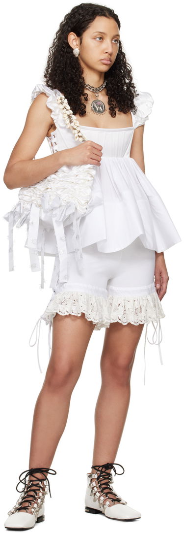 Šortky Chopova Lowena Lace Trim Pull Up Shorts Biela | 4083, 3