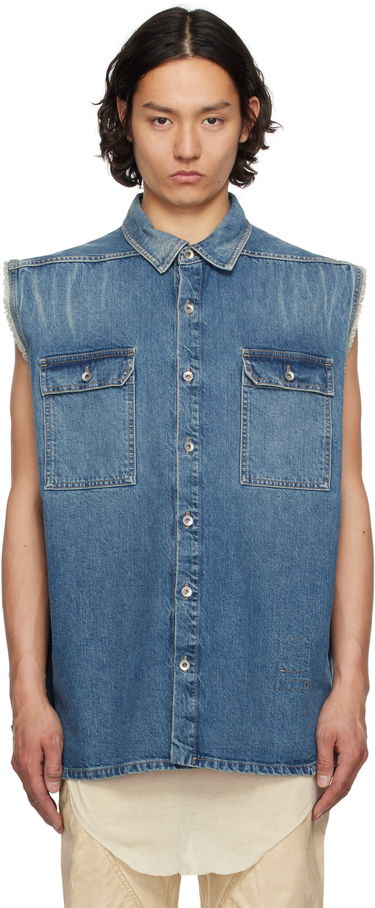 Košeľa Rick Owens Rick Owens DRKSHDW Hollywood Jumbo Denim Sleeveless Overshirt Modrá | DU01E3764 DWB, 0