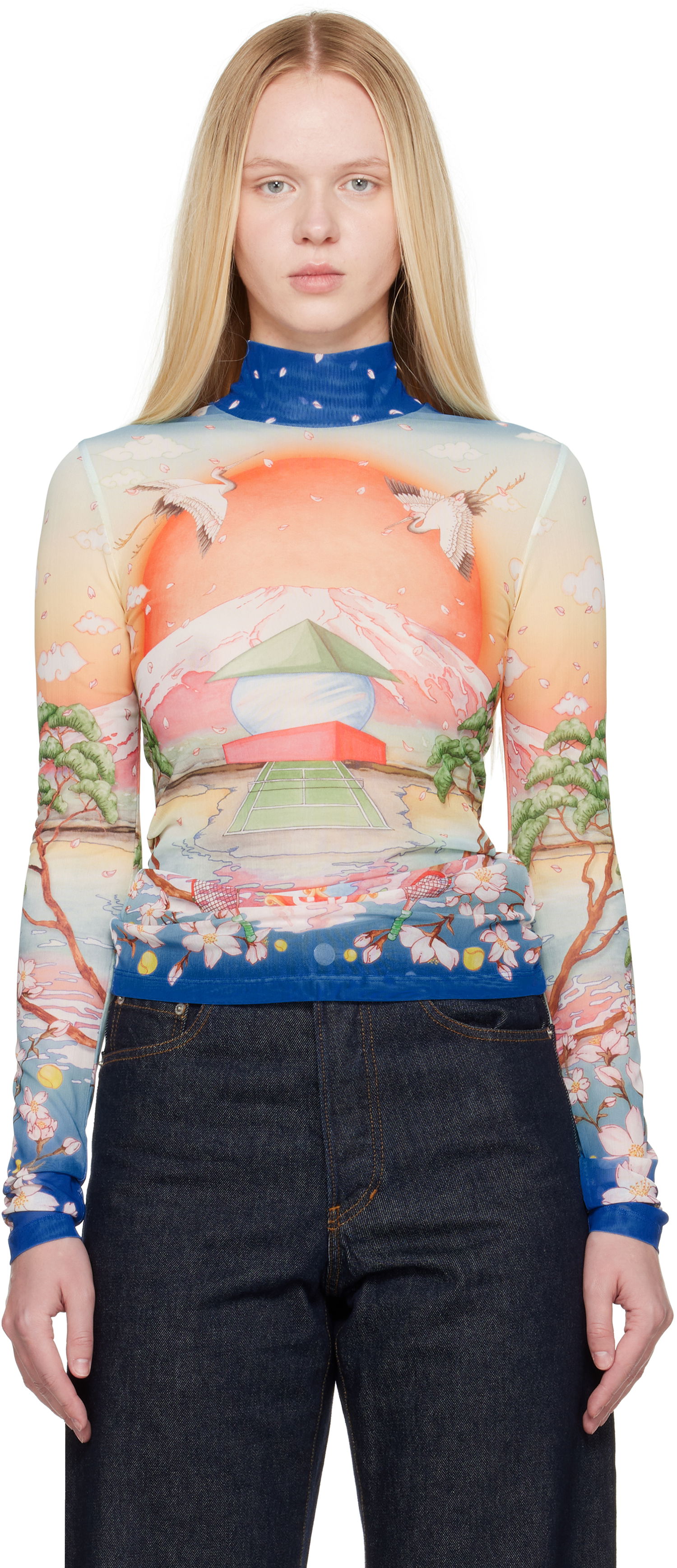 Tričko Casablanca Casablanca Printed Mesh Long Sleeve T-Shirt Rôznofarebný | WPF25-JTP-028-02, 0