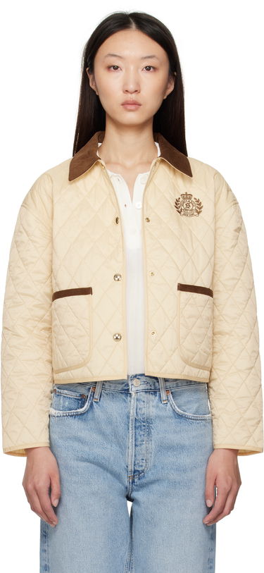 Bunda Sporty & Rich Sporty & Rich H&W Crest Cropped Quilted Jacket Béžová | OW027620241CR01, 0