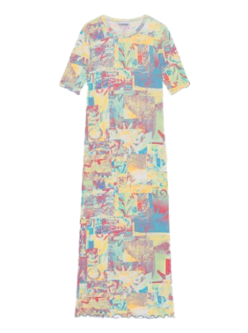 GANNI Printed Rib Jersey Maxi Dress T3587-999