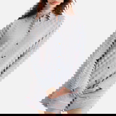 Košeľa GANNI Yarn Dyed Stripe Shirt Modrá | W0312-326, 2