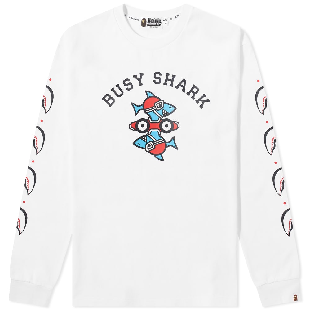 Tričko BAPE A Bathing Ape Busy Shark Relaxed Fit Tee Biela | 001LTI301006M-WHT, 0