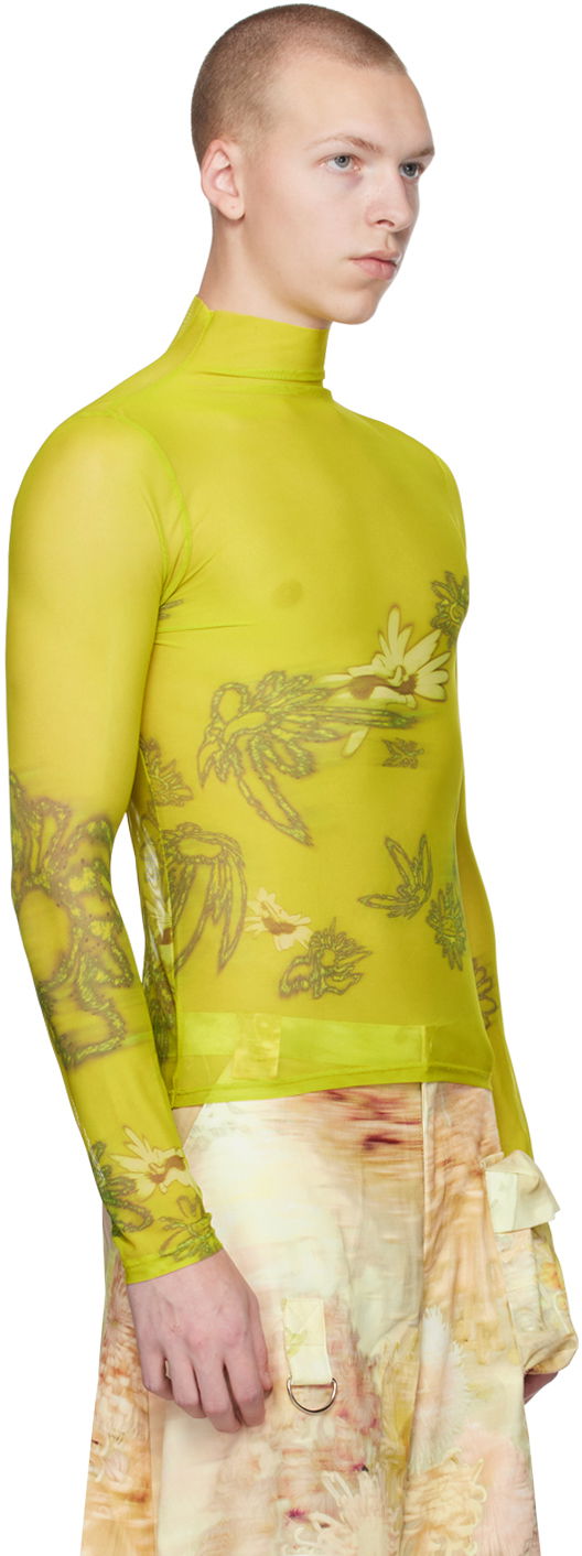 Sveter Collina Strada Collina Strada Thumbtastic Floral Print Mesh Turtleneck Zelené | XX3340, 1