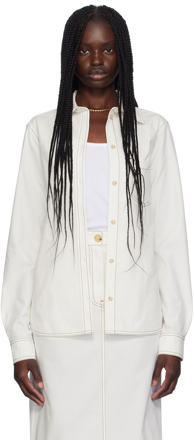 Košeľa TOTEME TOTEME Petite Tumbled Cotton Shirt Biela | 243-WRT0341-FB0104, 0