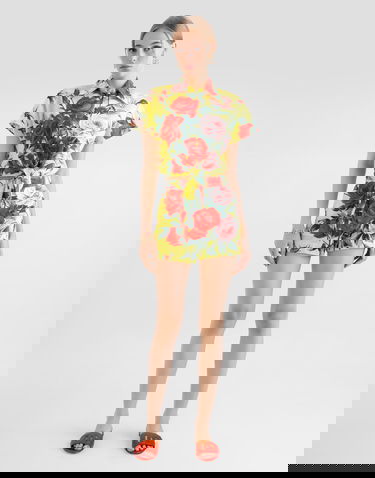 Šortky Dolce & Gabbana Dolce & Gabbana Bouquet-Print Poplin Shorts Žltá | FTBTPTHS5TFHG5JD, 1