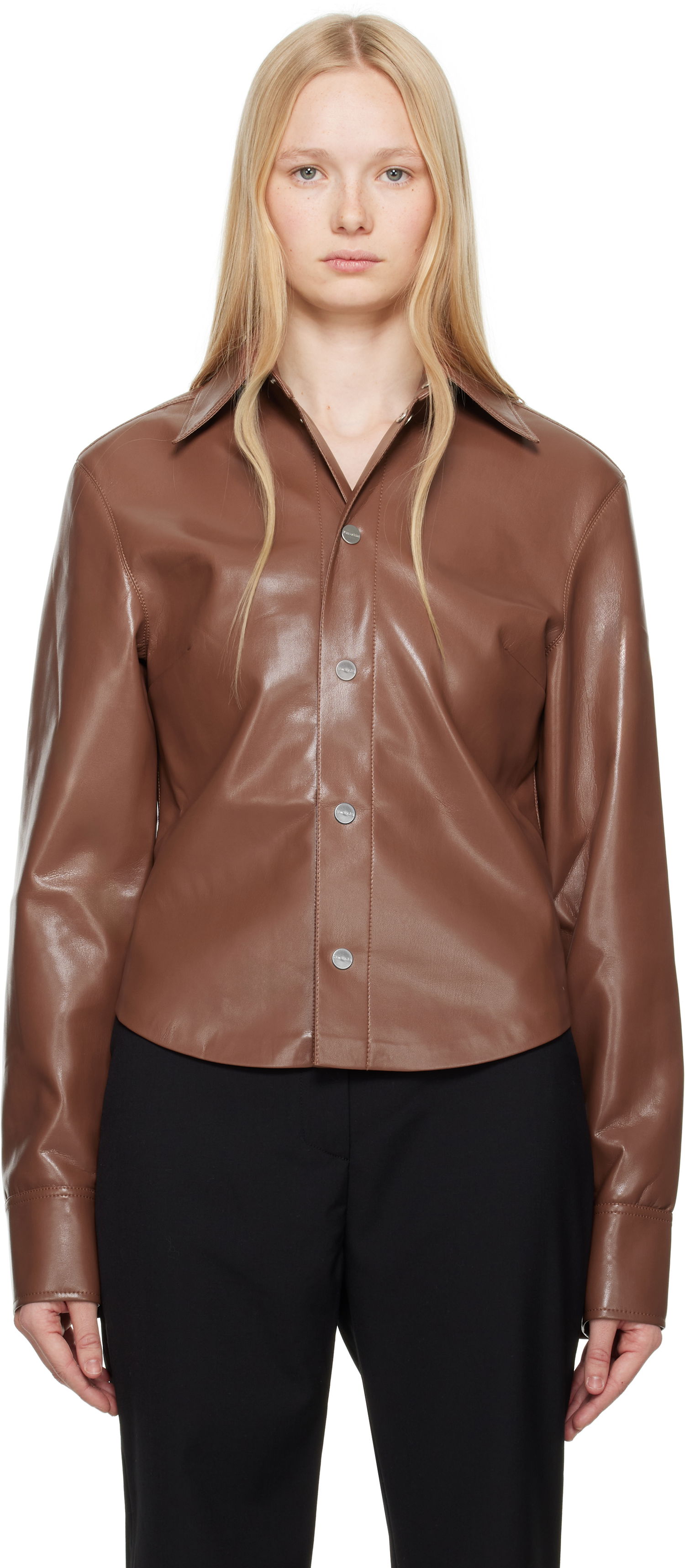 Košeľa Nanushka Nanushka Bogna Vegan Leather Shirt Hnedá | NW25SSJK21275, 0
