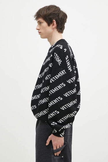 Sveter VETEMENTS VETEMENTS Monogram Warm Knit Sweater Čierna | UA66KN150B, 1