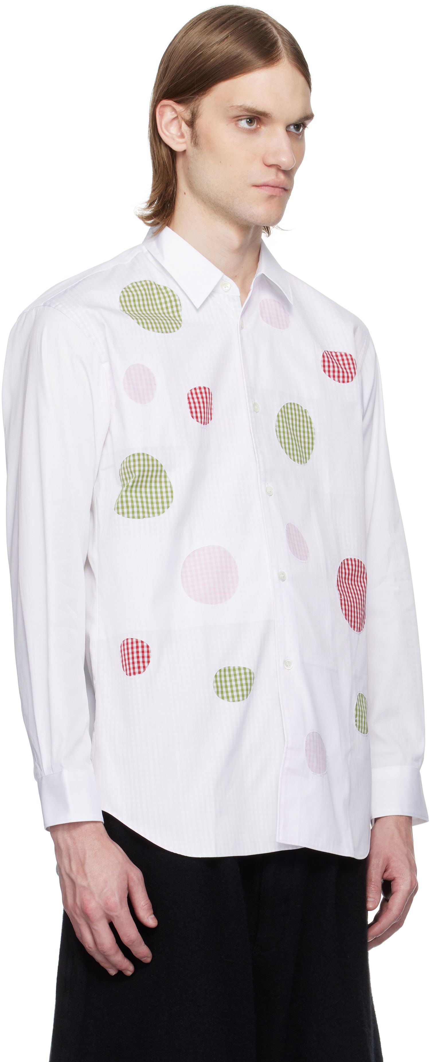 Košeľa Comme des Garçons Comme des Garçons Cotton Poplin Check Appliqué Shirt Biela | FO-B007-051, 1
