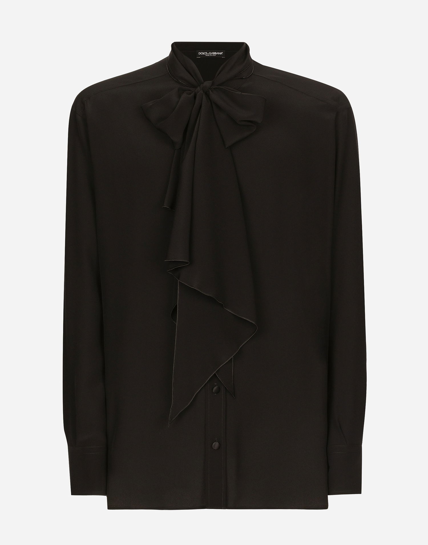 Košeľa Dolce & Gabbana Silk Shirt With Bow Čierna | G5ME9TFU1ARN0000, 0