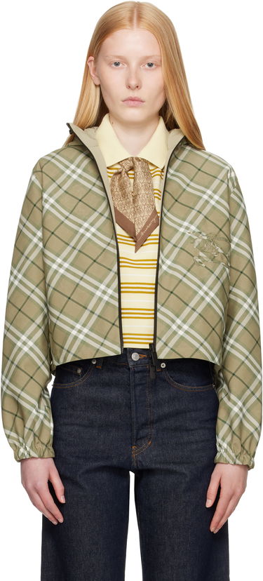 Vetrovka Burberry Burberry Cropped Check Reversible Hoodie Zelené | 8105850, 0