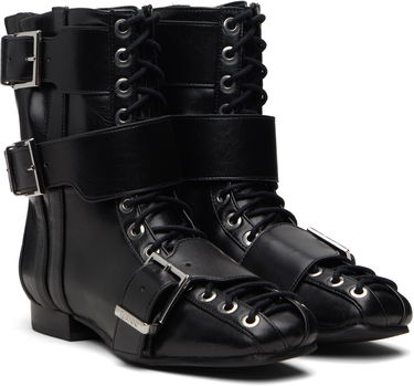 Tenisky a topánky GANNI Buckled Eyelets Lace-Up Boots Čierna | S3114, 3