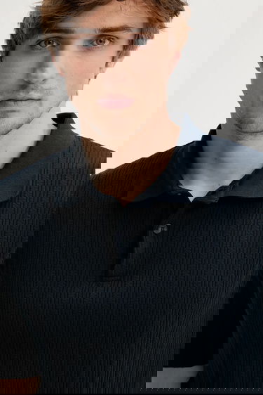 Polo tričko Samsoe Samsoe Ribbed Polo Shirt SAKEVIN Navy | M25200034, 3