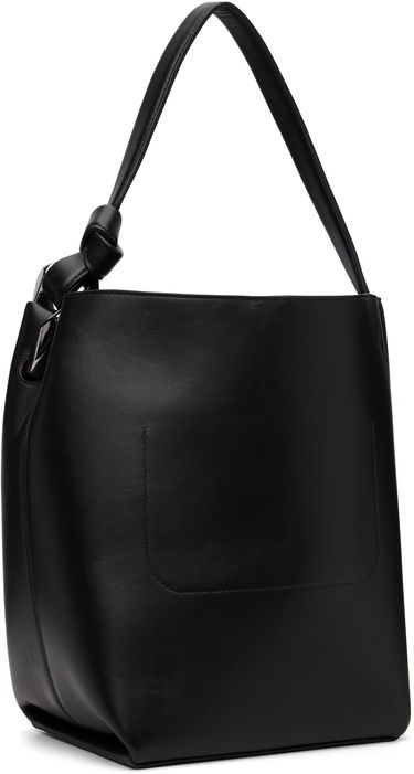 Taška cez rameno JW Anderson Corner Bucket Leather Shoulder Bag with Knot Detail and Sculptural Hardware Čierna | HB0738-LA0232, 4