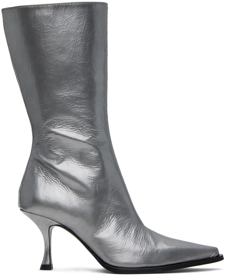 Tenisky a topánky Acne Studios Silver Leather Heel Boots Metalická | AD0657-, 0