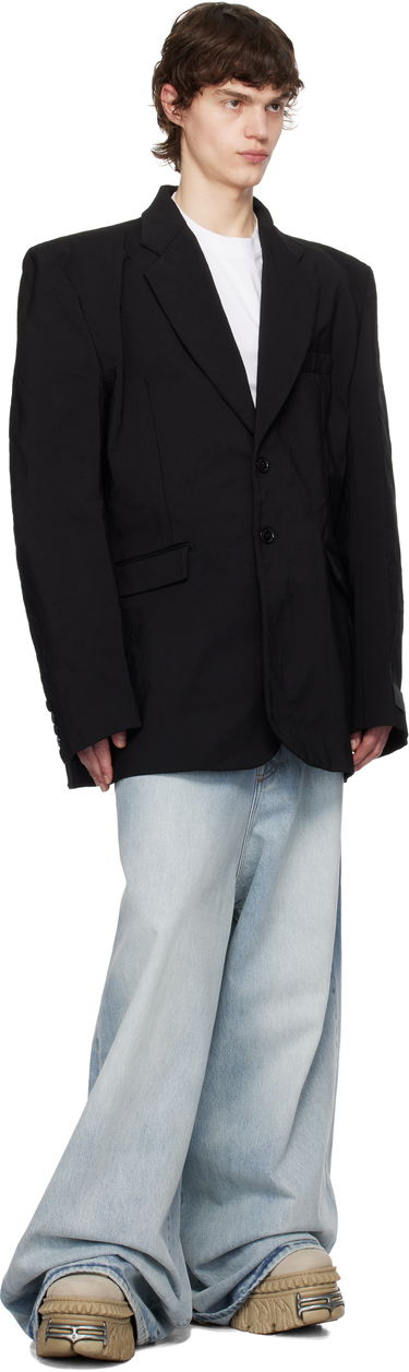 Bunda VETEMENTS Vetements Metalized Wrinkled Single-Breasted Blazer Čierna | UA66JA110B, 3