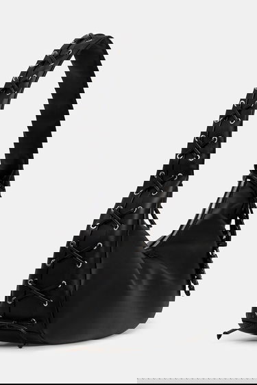 Kabelka GANNI Hobo Bag Medium Laces Čierna | A7295, 1