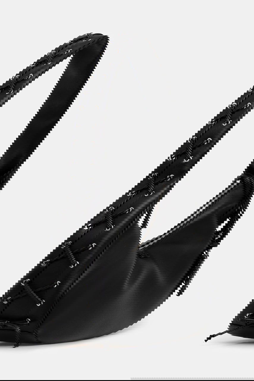 Kabelka GANNI Hobo Bag Medium Laces Čierna | A7295, 1