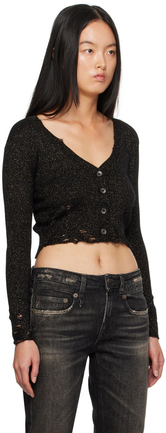 Sveter R13 R13 Distressed Cropped Cardigan Čierna | R13WY150-Y103B, 1