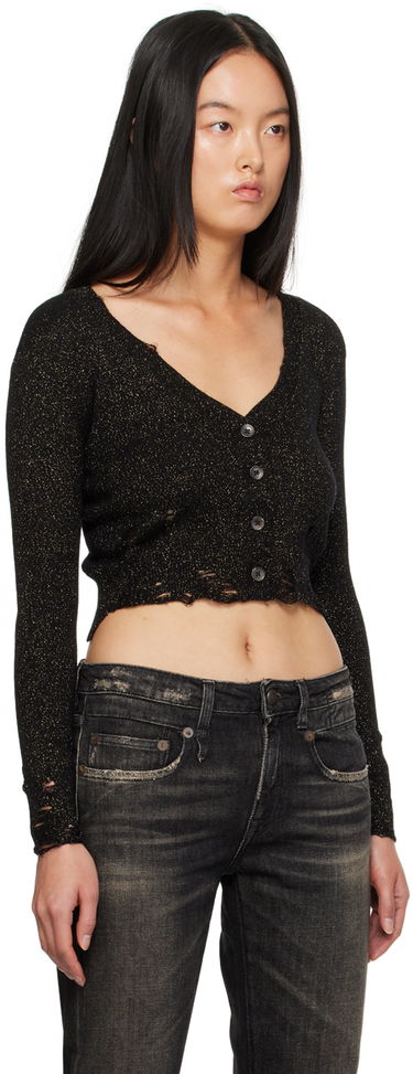 Sveter R13 R13 Distressed Cropped Cardigan Čierna | R13WY150-Y103B, 1