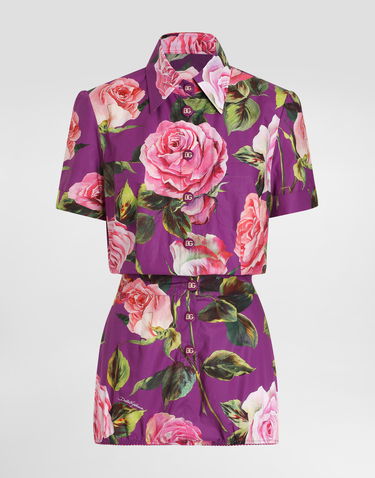 Overal Dolce & Gabbana Dolce & Gabbana Rose Print Cotton Playsuit Fialová | F6JHZTHS5TDHP5IG, 0