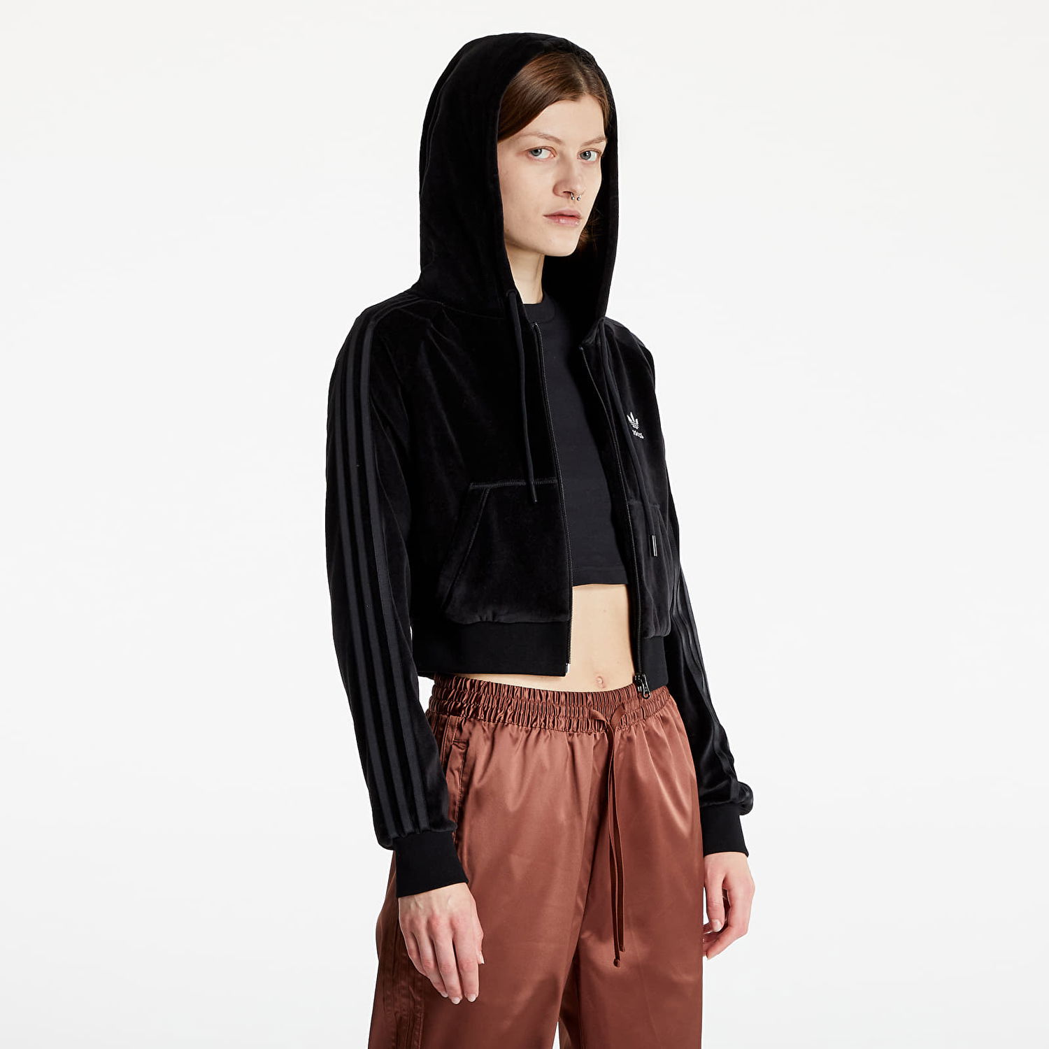 Mikina adidas Originals Crop Fz Hood Čierna | H18827, 0