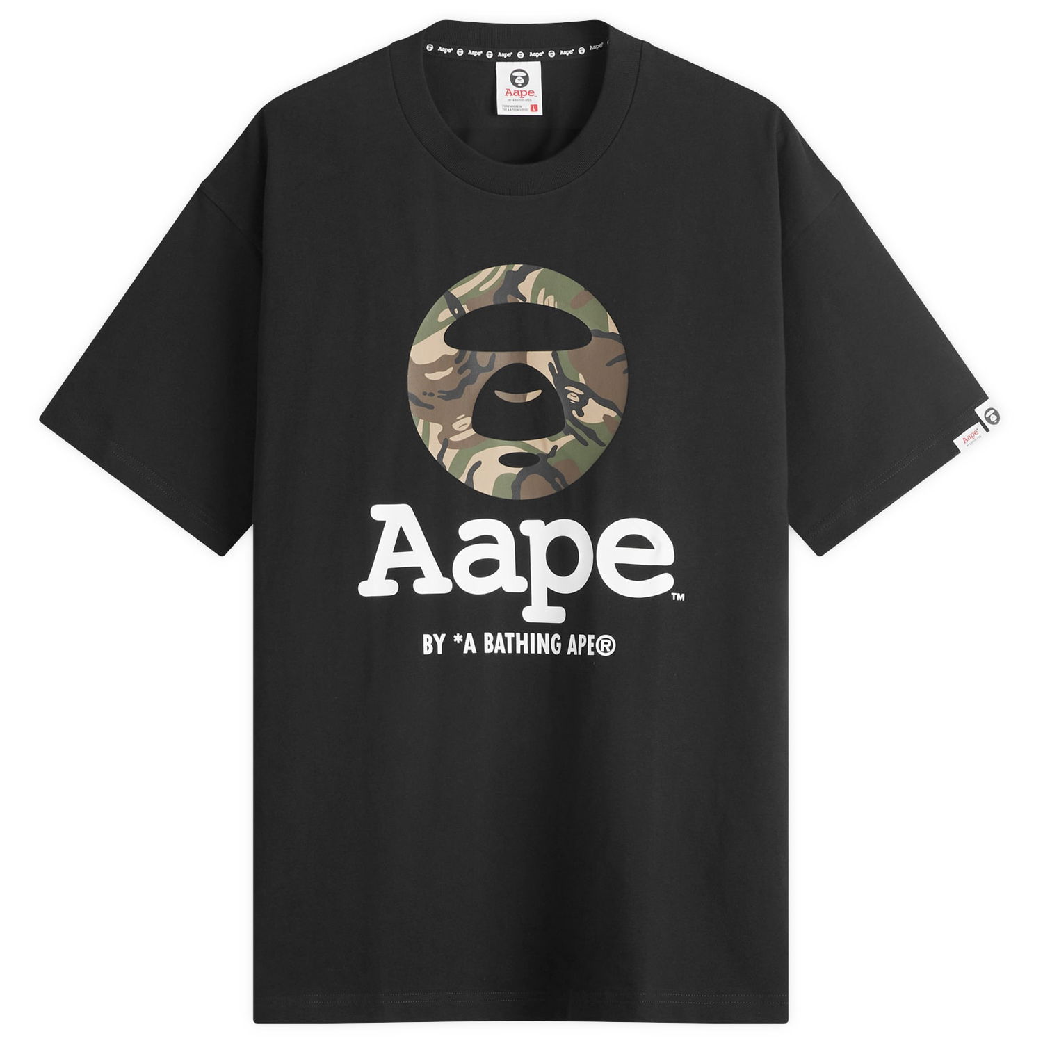 Tričko AAPE by A Bathing Ape AAPE OG Moonface GRZ Camo T-Shirt, Size Large Čierna | AAPTEM1640XX-BLK, 1