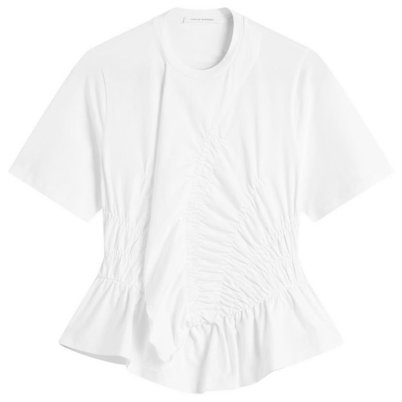 Tričko Cecilie Bahnsen Ace Ruched Peplum T-Shirt Biela | 325RTW19002