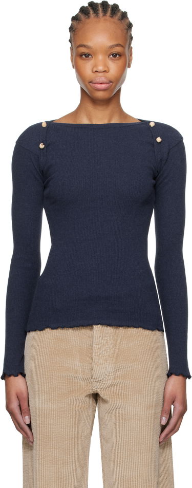 Sveter Baserange Baserange Long Sleeve Fitted T-Shirt Navy | TODIL-RC-SP25, 0