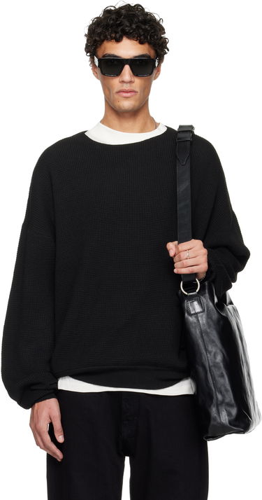 Sveter Fear of God ESSENTIALS Holiday Waffle Crewneck 90s Sweater Čierna | 192HO256161F, 0