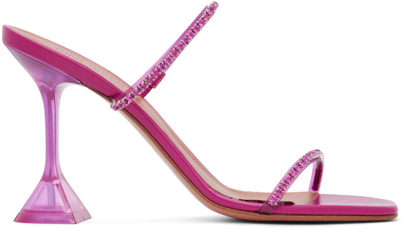 Doplnky Amina Muaddi Amina Muaddi Gilda Glass Heeled Sandals Ružová | GILDA GLASS SLIPPER PVC