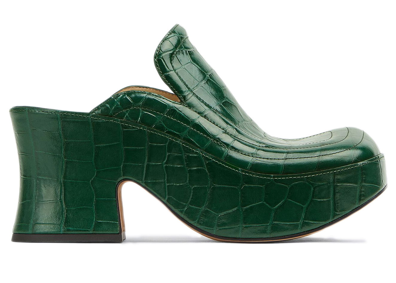 Tenisky a topánky Bottega Veneta Embossed Leather Wedge Clogs Zelené | 667212V10O03068, 0