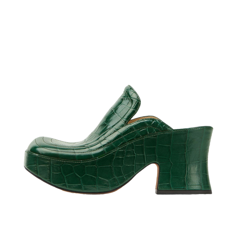 Tenisky a topánky Bottega Veneta Embossed Leather Wedge Clogs Zelené | 667212V10O03068