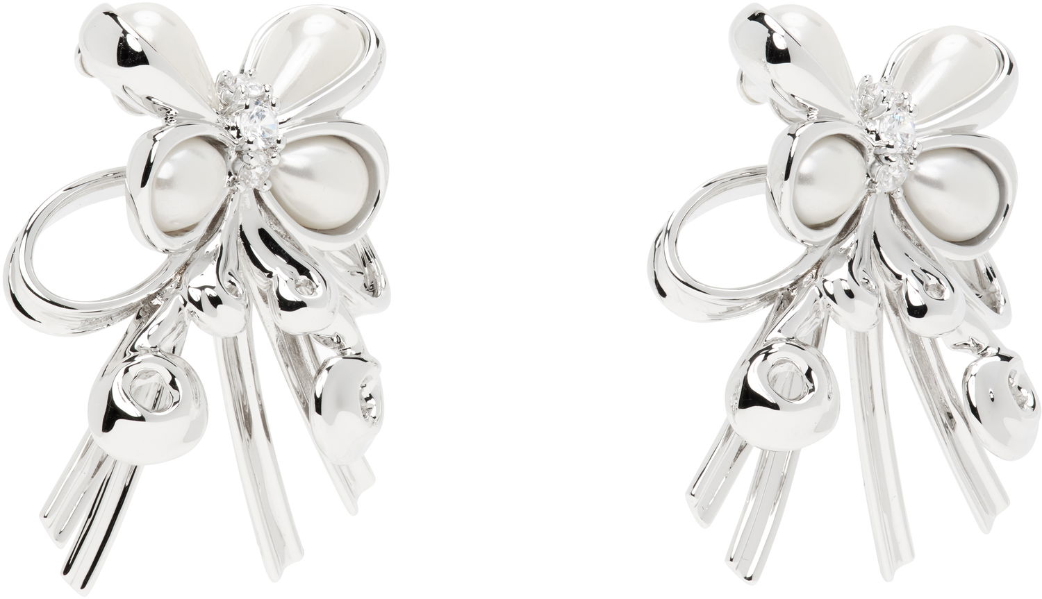 Náušnice SHUSHU/TONG SHUSHU/TONG YVMIN Edition Pearl and Crystal Bow Earrings Biela | 24714SLV00DN2, 1