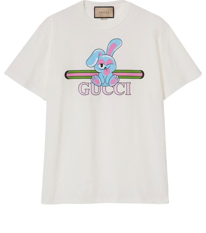Tričko Gucci Cotton Jersey T-Shirt with Cartoon Print Biela | 776596-XJGHQ-9095