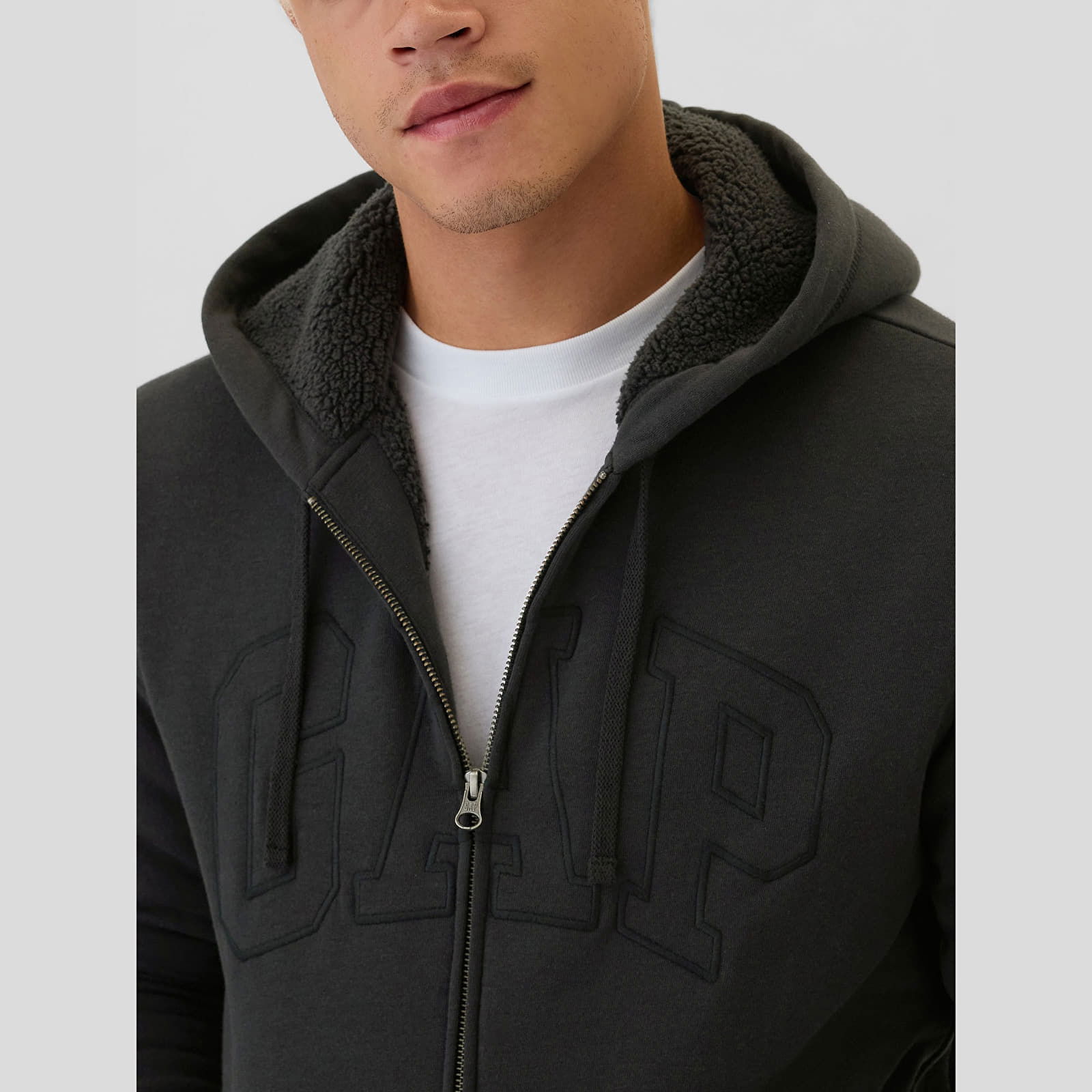 Sweatshirt Logo Fullzip Sherpa Hoodie Moonless Night L