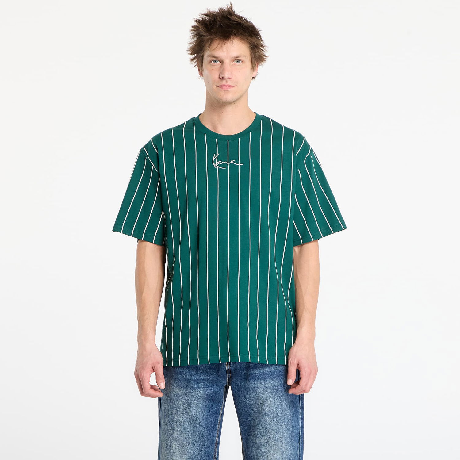 Tričko Karl Kani Pinstripe T-shirt Small Signature Essential XXL Zelené | PD00008879, 0