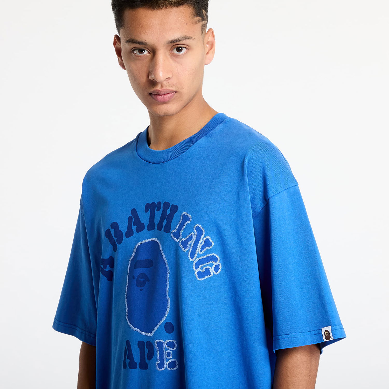 Tričko BAPE Garment Dye College Relaxed Fit T-Shirt Modrá | 001CSK801314M BLU, 1