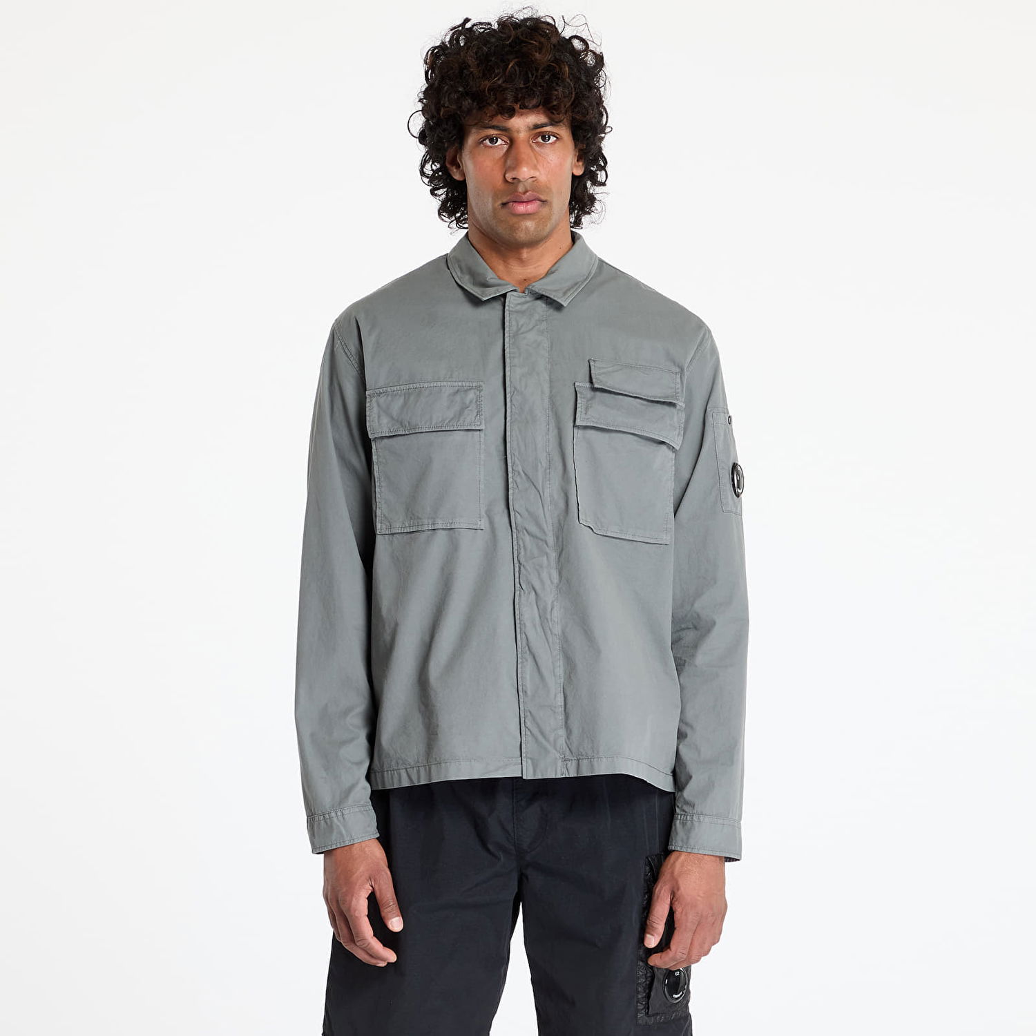Košeľa C.P. Company C.P. Company Organic Gabardine Utility Lens Shirt Šedá | 18CMSH128A110143G-935, 0